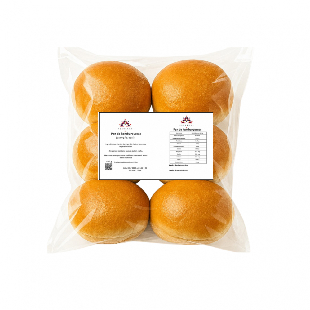 Pan de hamburguesa Assukkar (6 x 80 g / 2.82 oz) - Miniatura 3
