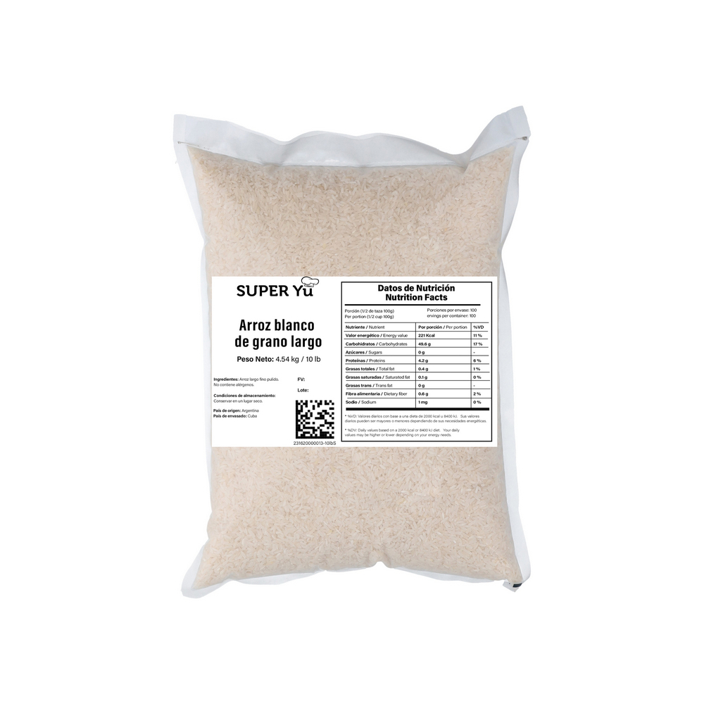 Arroz blanco de grano largo Super Yu (4.54 kg / 10 lb) - Miniatura 3