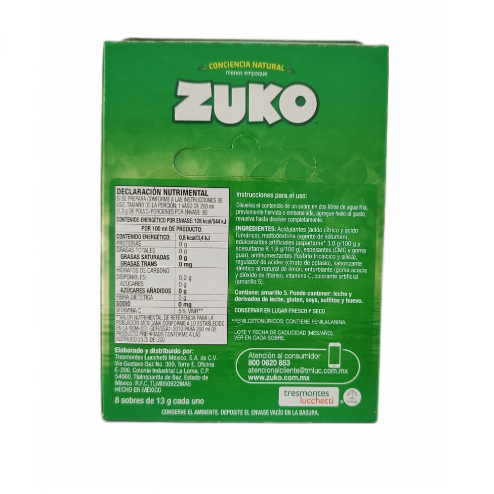 Refresco instantáneo sabor limón Zuko (104 g / 3.67 oz) - Miniatura 2