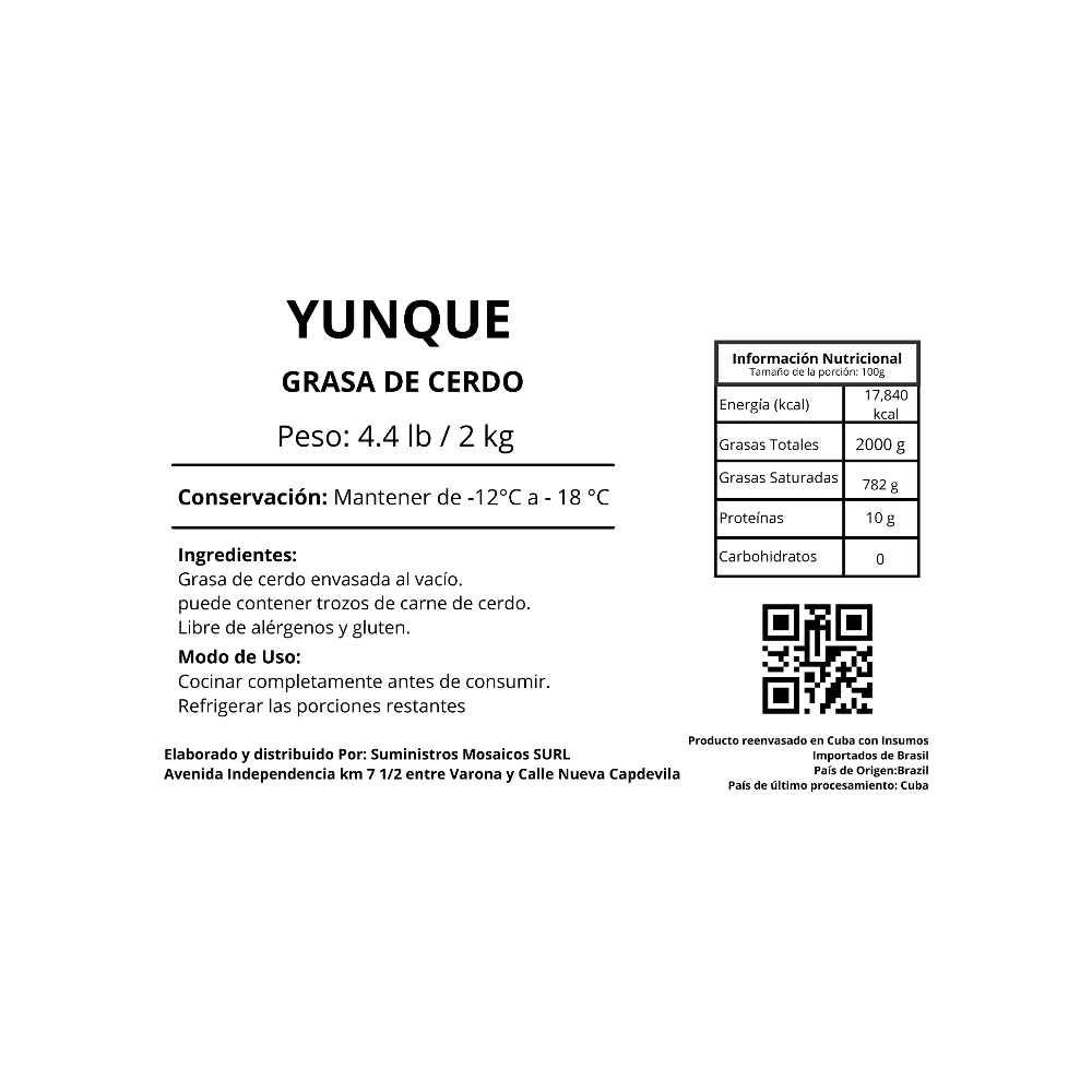 Grasa de cerdo Yunque (2 kg / 4.4 lb) - Miniatura 3