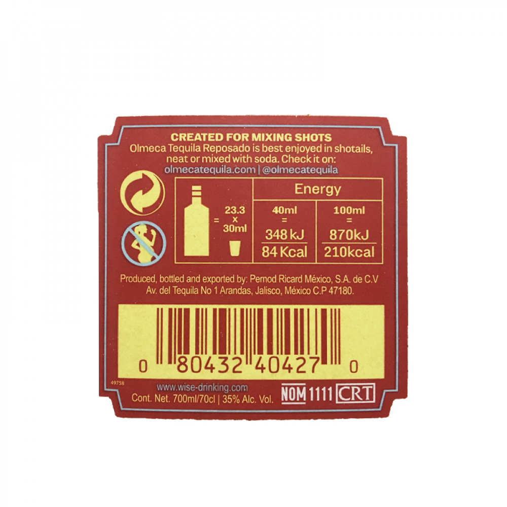 Tequila reposado Olmeca (700 ml) - Miniatura 4