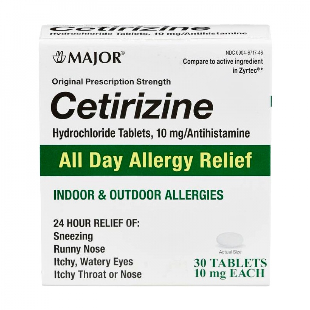 Clorhidrato de cetirizina 10 mg Major (30 tabletas) - Imagen principal