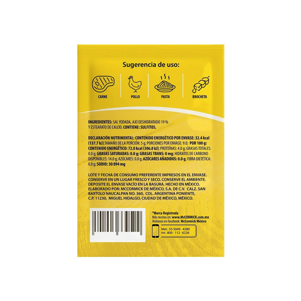 Sal con ajo McCormick (45 g / 1.6 oz) - Miniatura 2