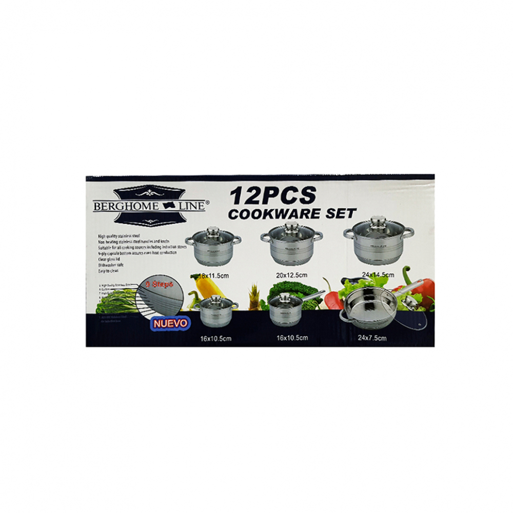 Juego de 6 ollas - caldero - con tapa Berghome Line - Miniatura 3