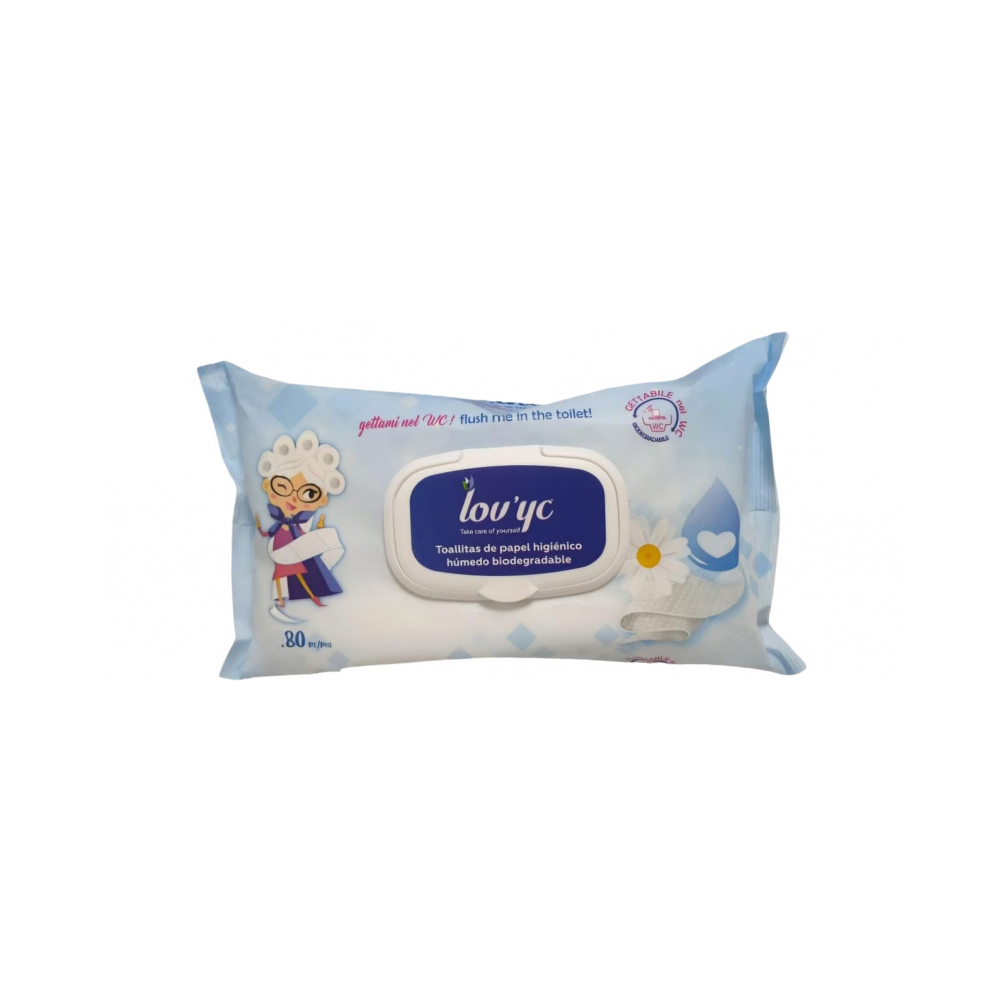 Toallitas de papel higiénico húmedo biodegradables Lov’yc (5 x 80 U) - Miniatura 2