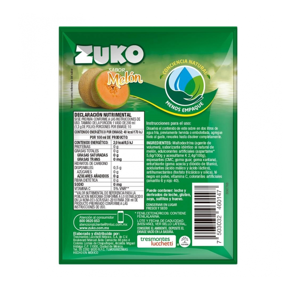 Refresco instantáneo sabor melón Zuko (13 g) - Miniatura 2