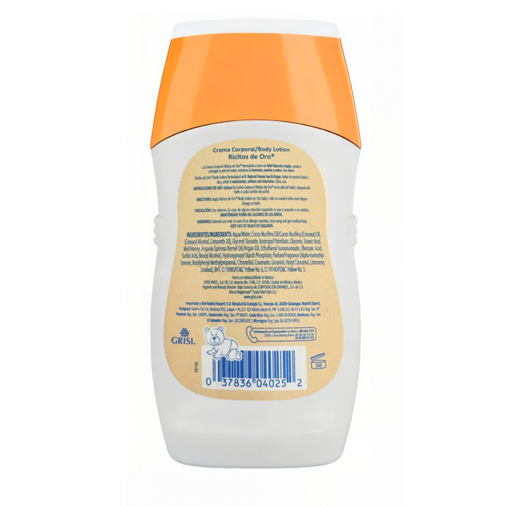 Crema corporal para bebé miel y argán Ricitos de Oro (250 ml / 8.4 fl oz) - Miniatura 2