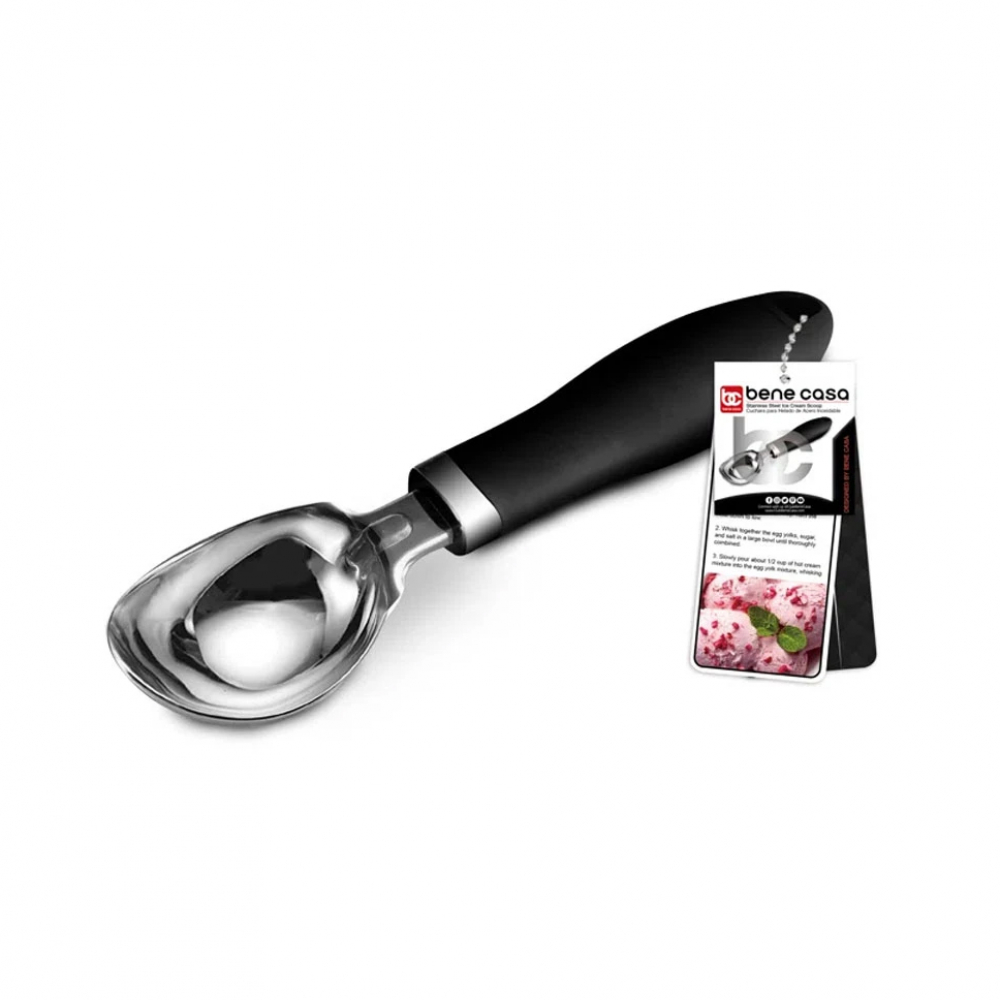 Bene Casa Spoon for ice cream, stainless steel and black handle ...