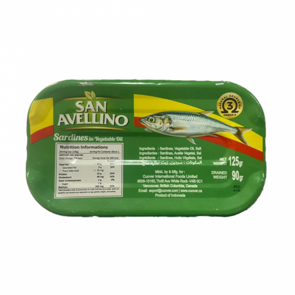 Sardinas en aceite vegetal San Avellino (125 g / 4.40 oz) - Miniatura 4