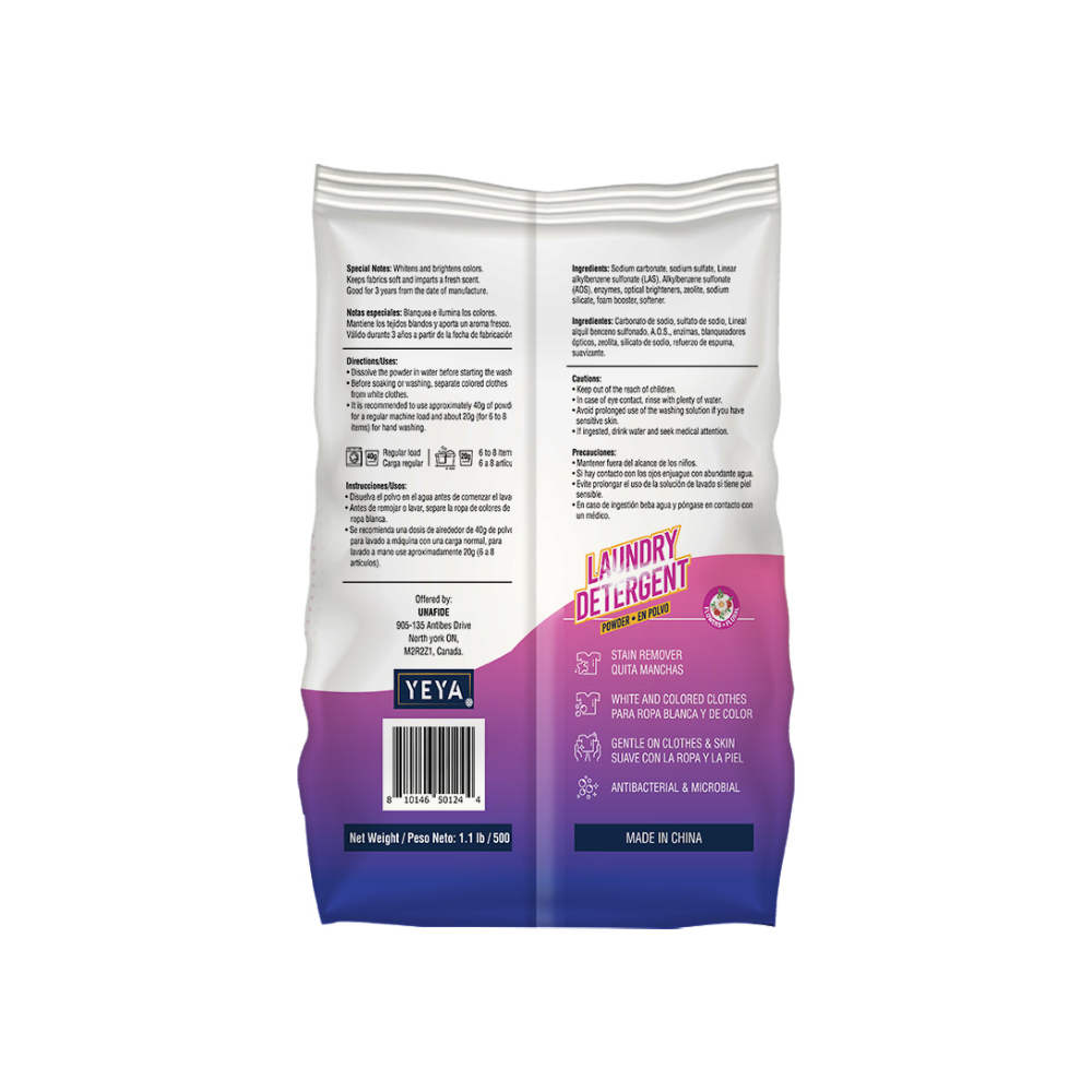 Detergente en polvo con aroma a flores YEYA (500 g / 1.1 lb) - Miniatura 2