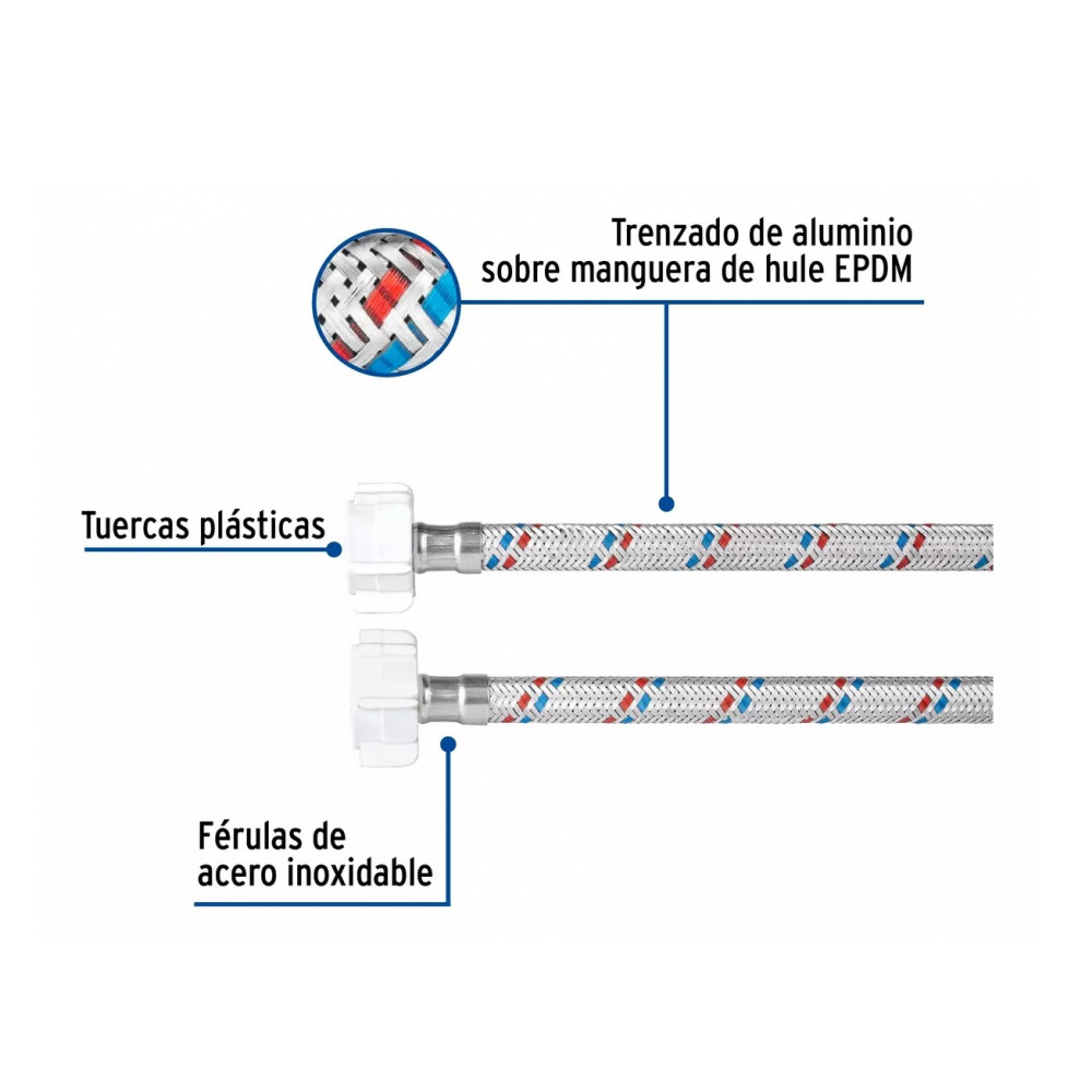 Latiguillo de 1/2 x 7/8 pulgada - manguera flexible de aluminio Foset - Miniatura 2