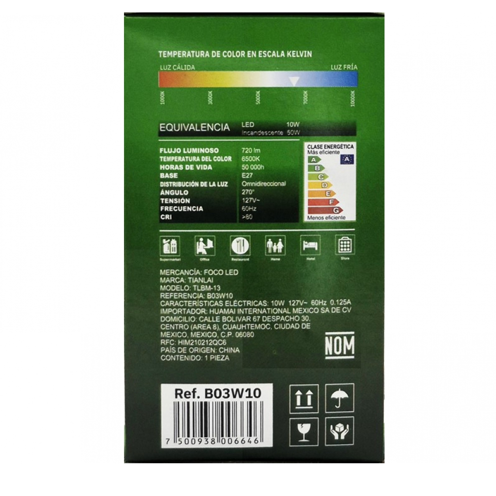 Bombillo foco led 10W luz fria - Miniatura 3