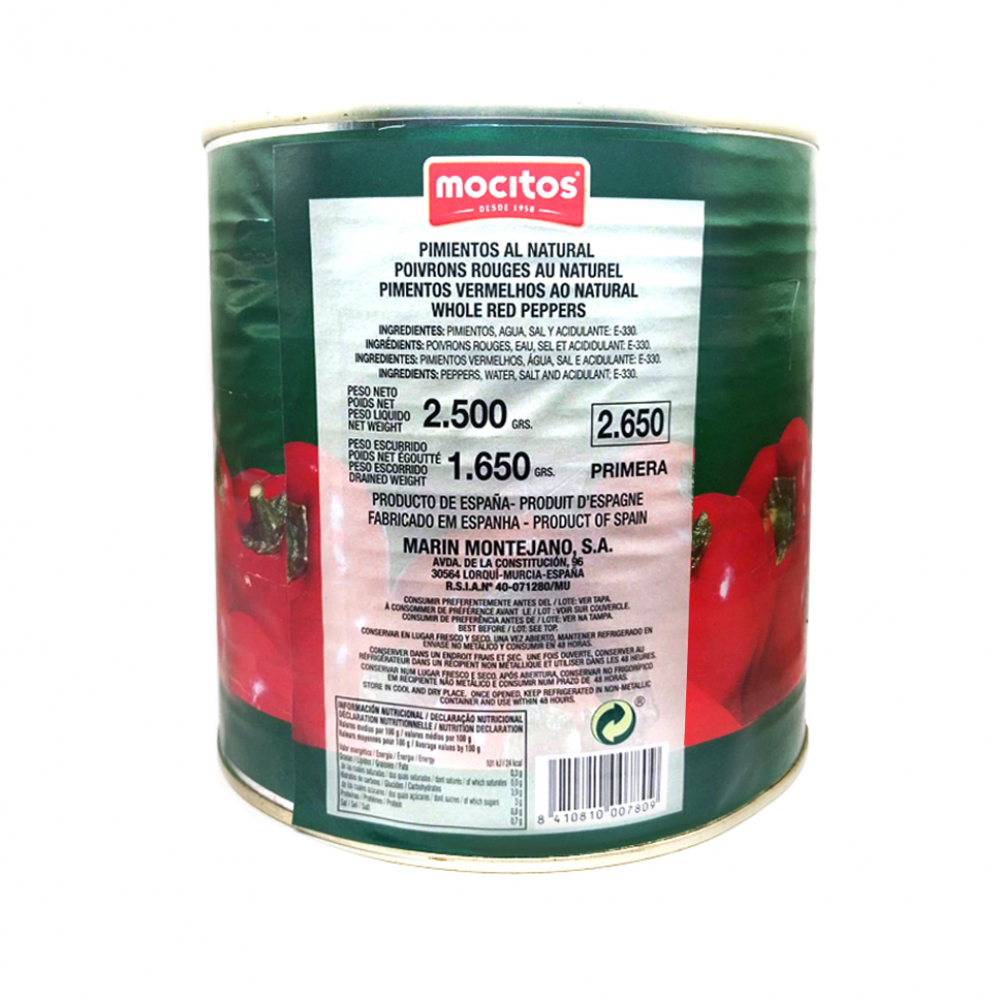 Pimientos al natural Mocitos (2.5 kg / 5.51 lb) - Miniatura 2