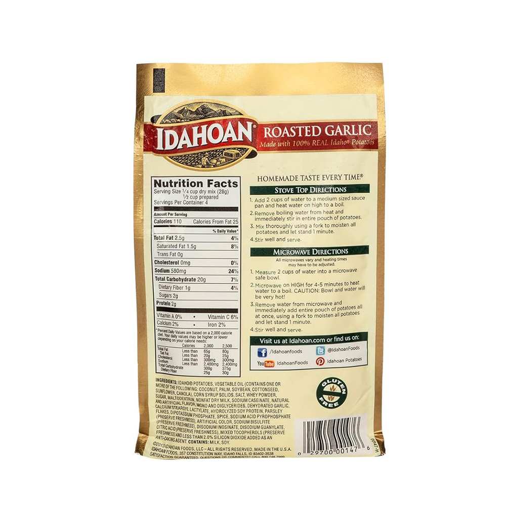 Puré de papas con ajo asado y perejil Idahoan (113.4 g / 4 oz) - Miniatura 2