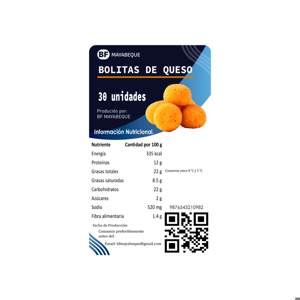 Bolitas de queso congeladas BF Mayabeque (30 x 18 g / 0.63 oz) - Miniatura 4