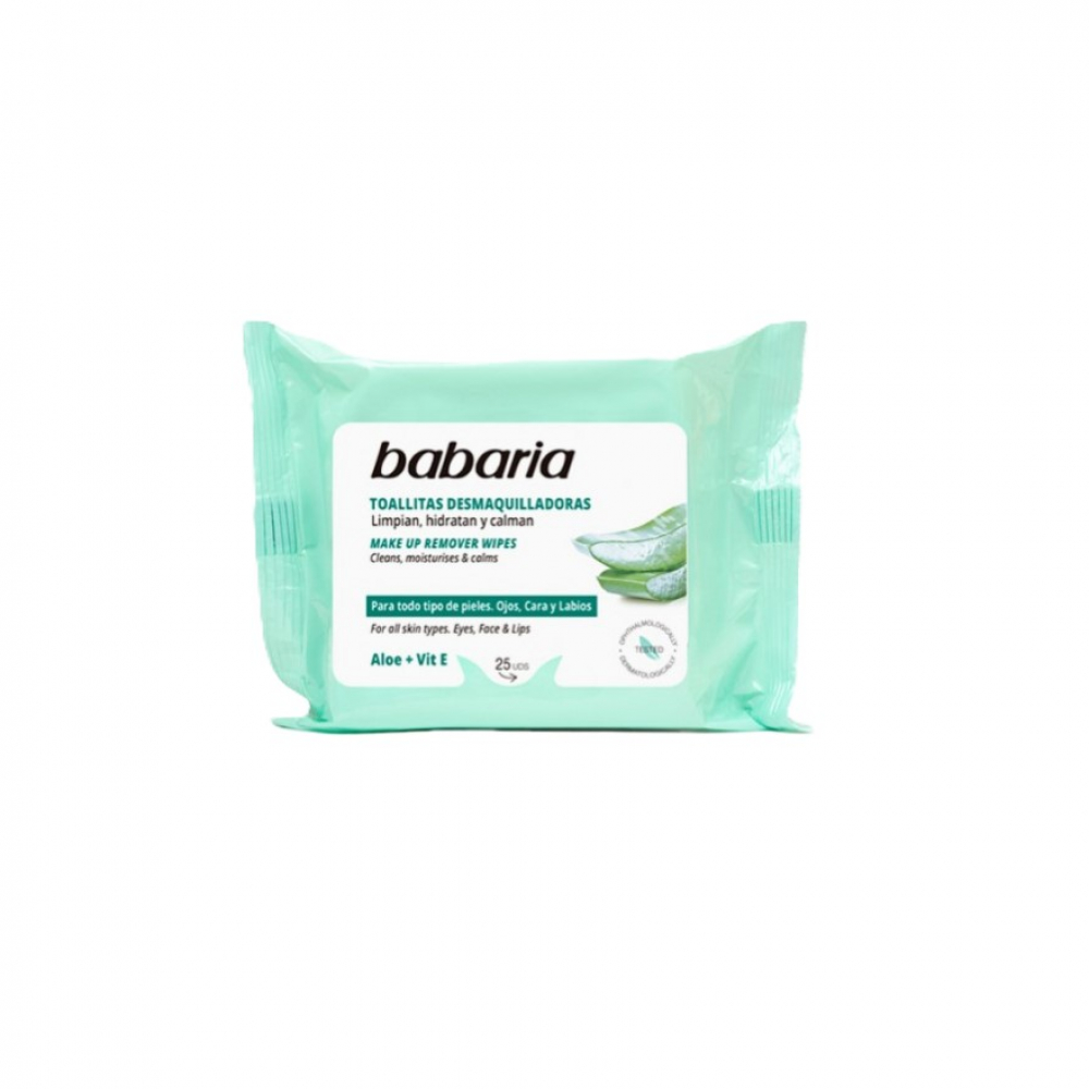 Toallitas húmedas desmaquilladoras aloe & vit E Babaria (4 x 25 U) - Miniatura 2