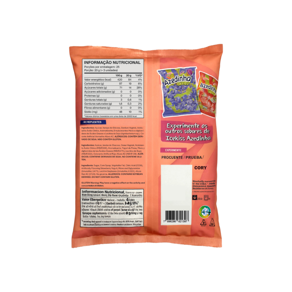 Caramelos blandos sabor a yogurt fresa Azedinha Icekiss (500 g / 17.64 oz) - Miniatura 2