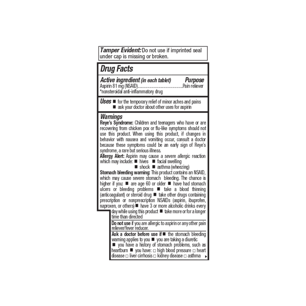 Aspirina. Ácido acetilsalicílico 81 mg Gericare (100 tabletas) - Miniatura 2