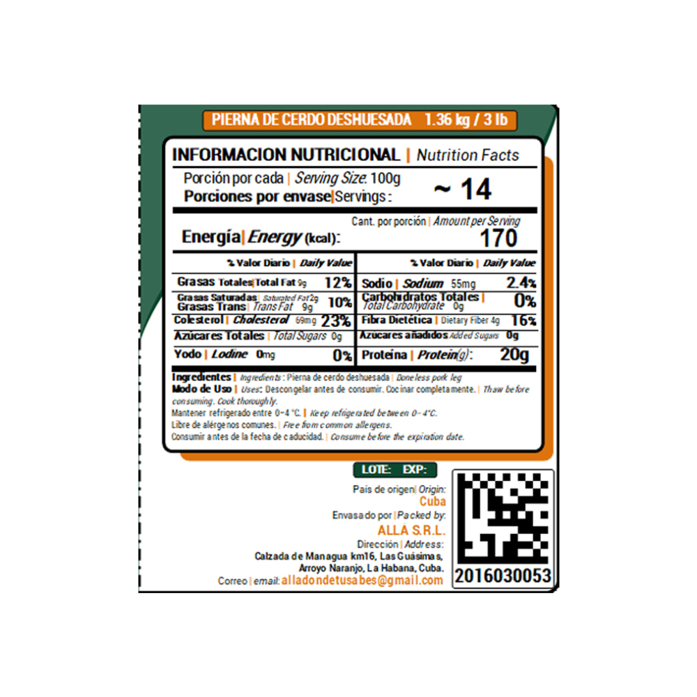 Pierna de cerdo deshuesada ALLÁ (1.36 kg / 3 lb) - Miniatura 4