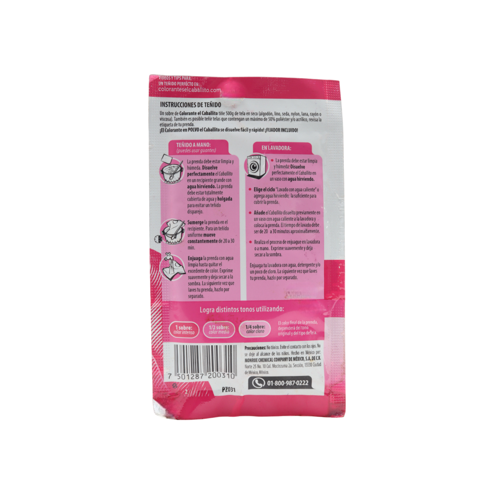 Colorante rosa para ropa mexicano El Caballito (16 g) - Miniatura 3