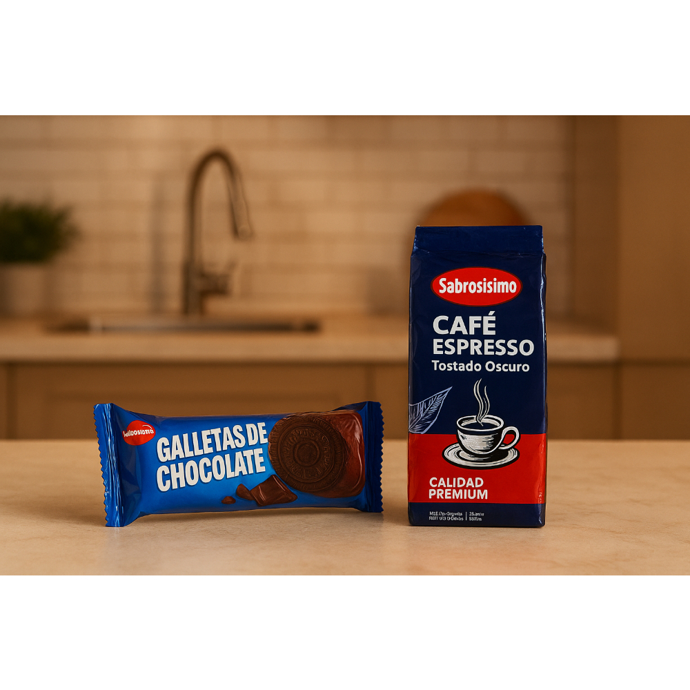Combo Café espresso premium Sabrosísimo (2 x 250 g / 8.81 oz) + Galletas de chocolate Sabrosísimo (5 x 50 g / 1.76 oz) - Miniatura 2