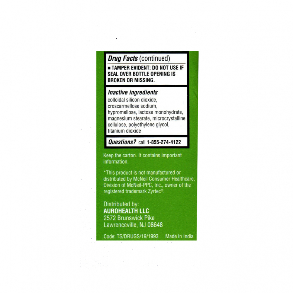 Clorhidrato de cetirizina 10 mg Aurohealth (100 tabletas) - Miniatura 4