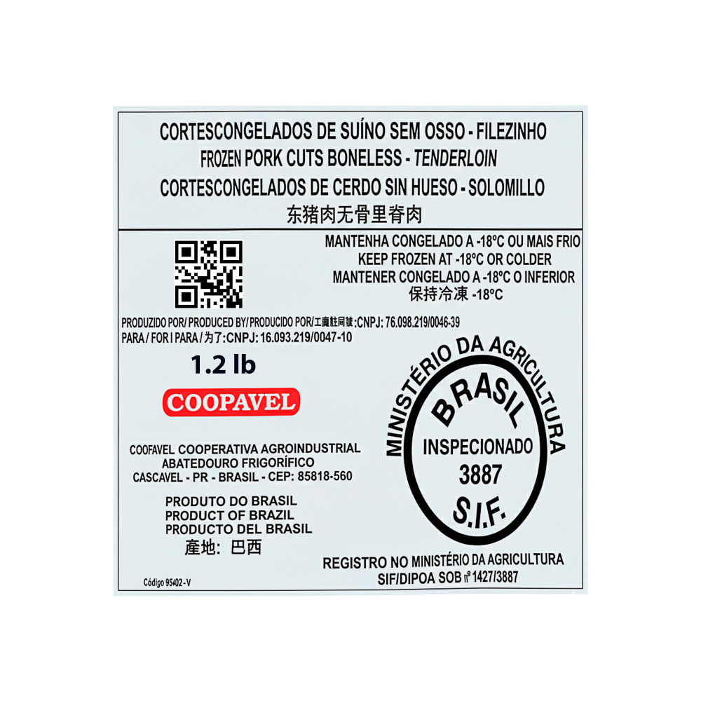 Solomillo de cerdo sin hueso Coopavel (544 g / 1.2 lb) - Miniatura 3