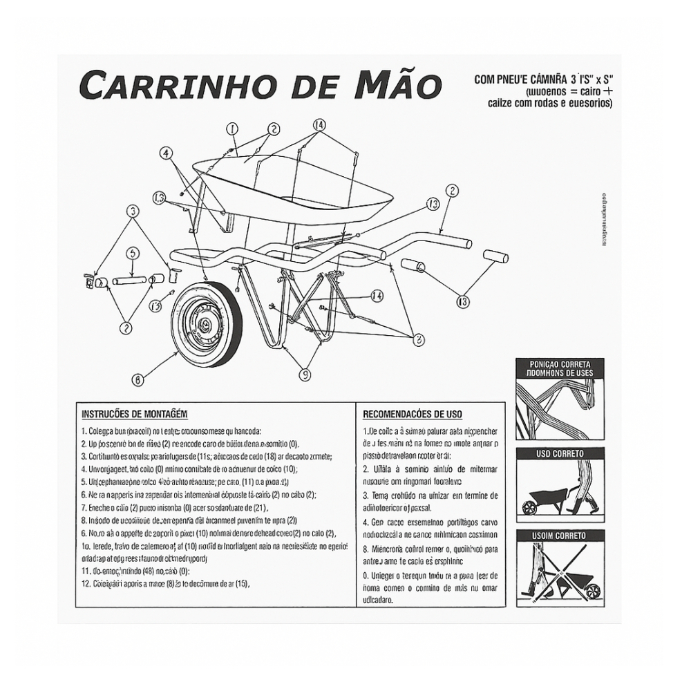 Carretilla galvanizada gris de carga cubo recto Vonder' - Miniatura 4