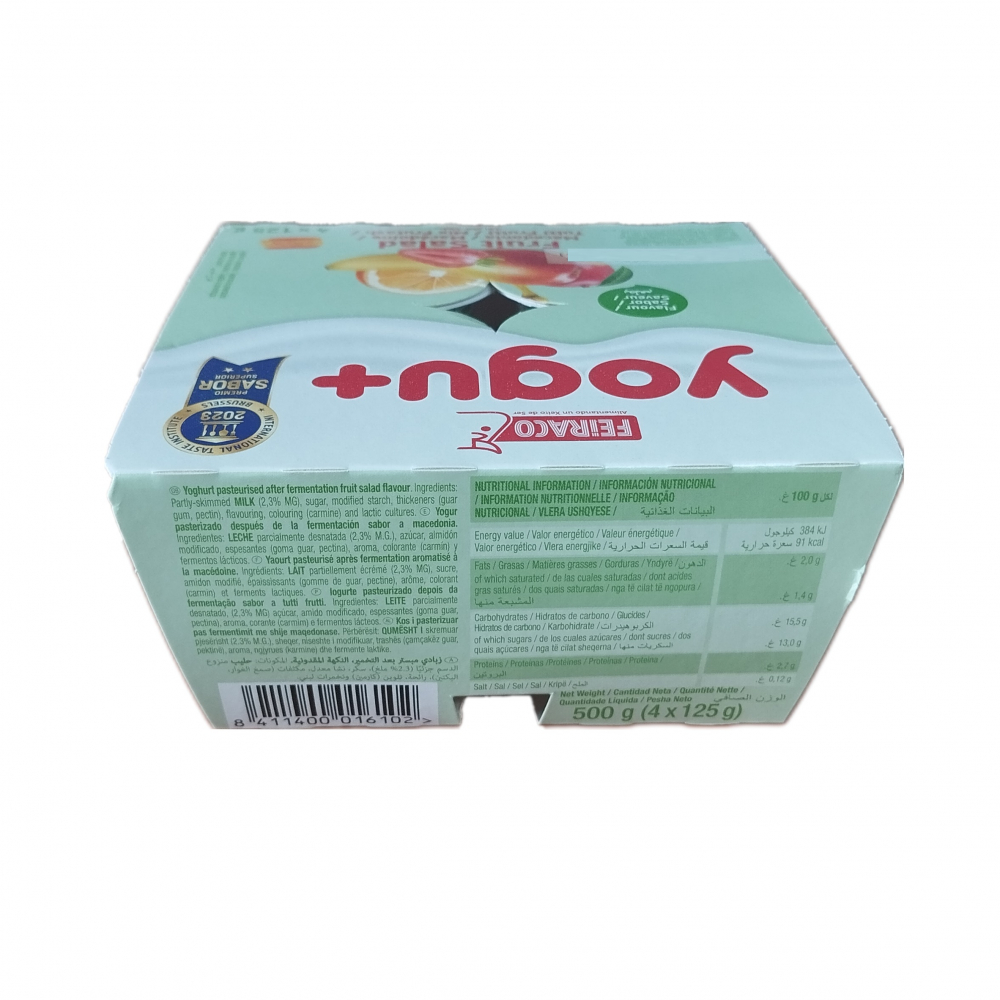 Yogurt sabor macedonia Yogu+ Feiraco (4 x 125 g / 4.41 oz) - Miniatura 4