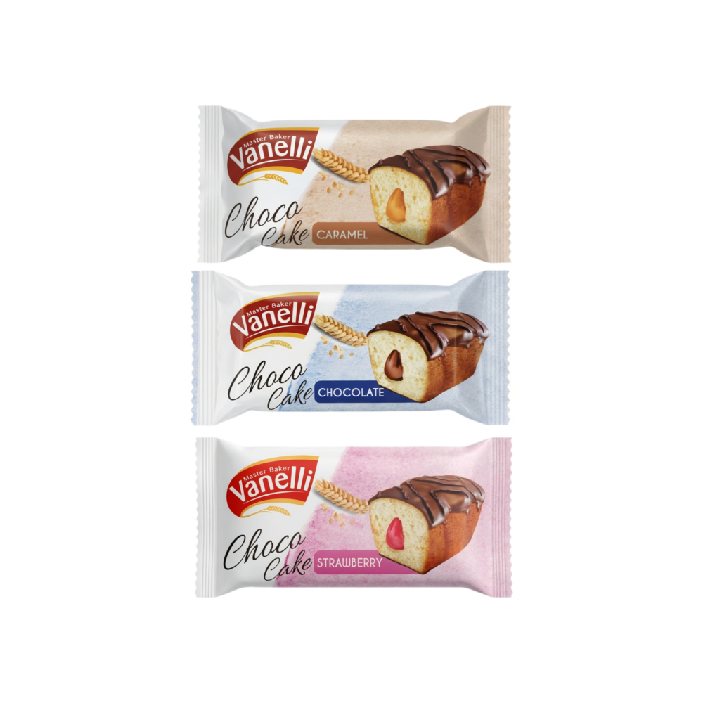 Pasteles Choco Cake Vanelli rellenos de caramelo, chocolate y fresa - Imagen 1
