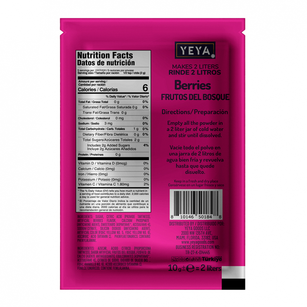 Refresco instantáneo sabor frutos del bosque YEYA (10 g) - Miniatura 3