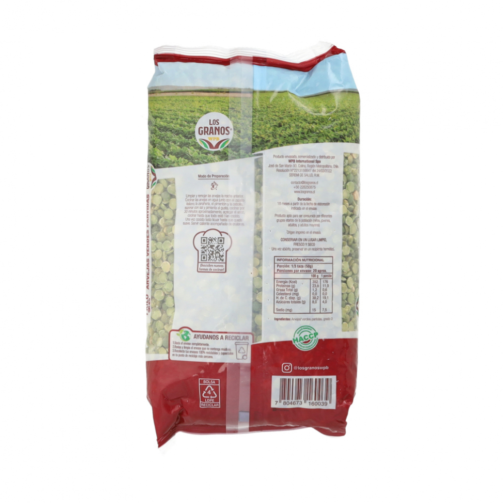 Arvejas verdes partidas - chícharos - LOS GRANOS (1 kg / 2.2 lb) - Miniatura 2