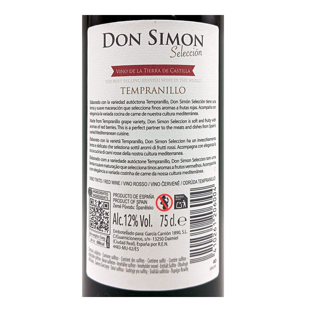 Vino tinto Tempranillo Selección Don Simon (750 ml) - Miniatura 2