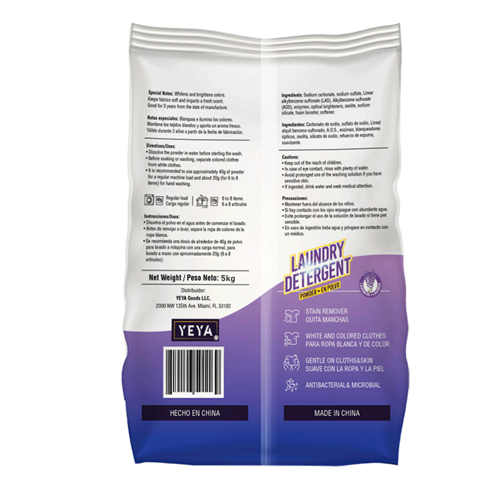 Detergente en polvo con aroma a lavanda YEYA (5 kg / 11 lb) - Miniatura 2