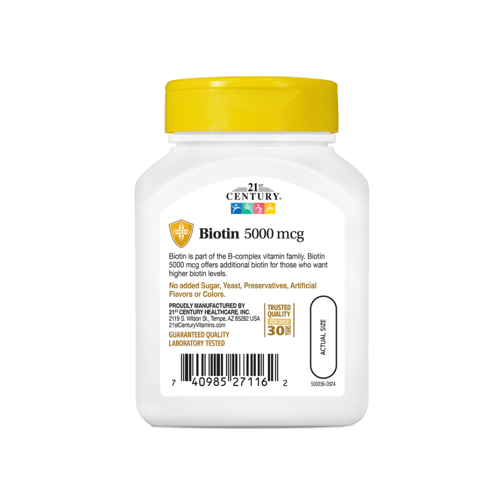 Biotina 5000 mcg 21st Century (110 cápsulas) - Miniatura 2
