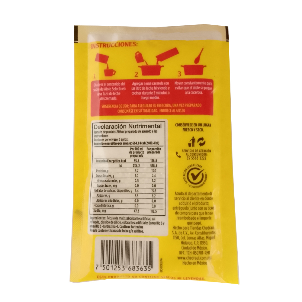 Fécula de maíz para preparar atole sabor vainilla Selecto (47 g / 1.65 oz) - Miniatura 4