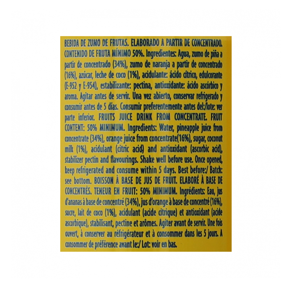 Bebida de zumo de frutas piña y coco con edulcorante Rostoy (330 ml) - Miniatura 3