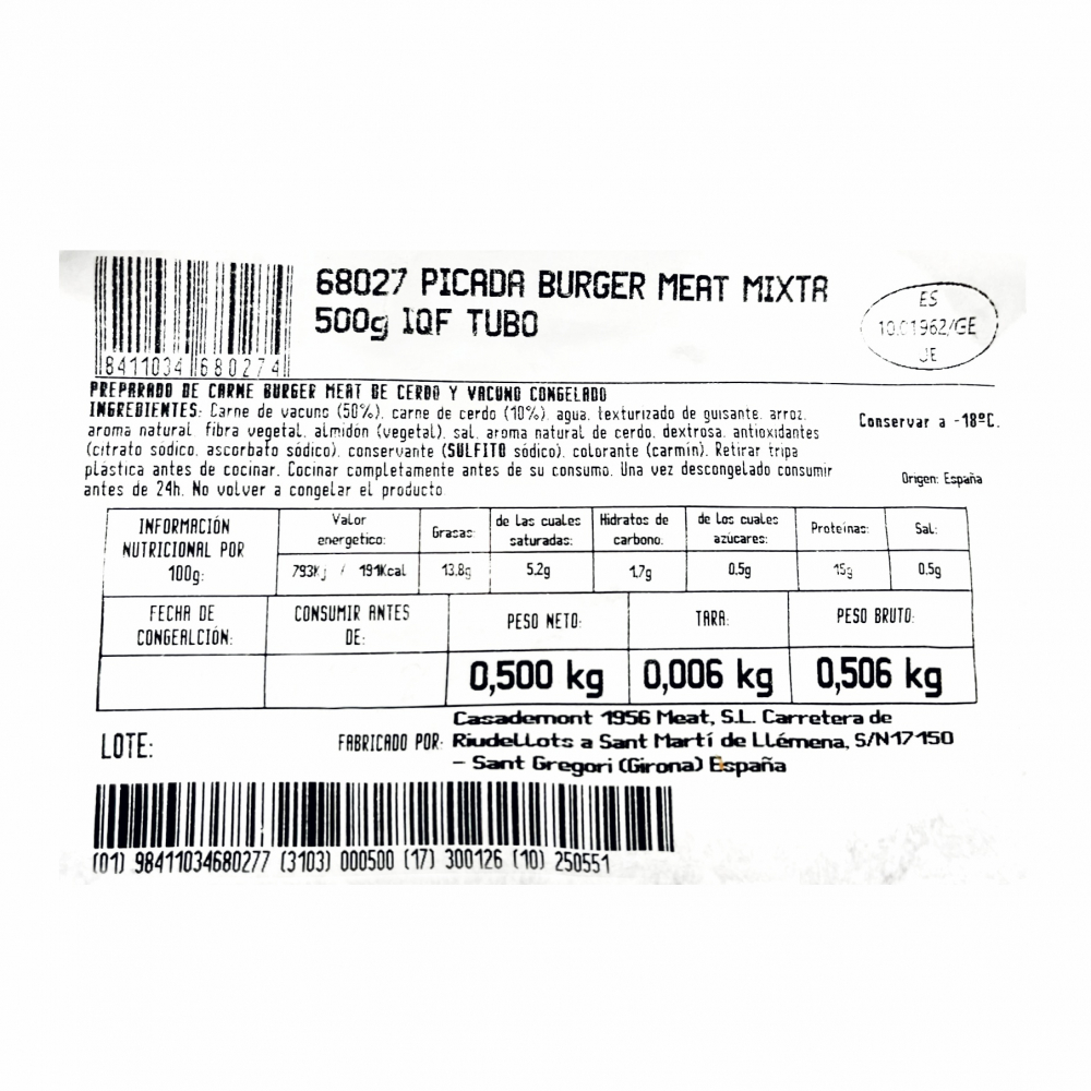 Picada mixta - picadillo de res y cerdo ( 500 g / 1.10 lb) - Miniatura 2