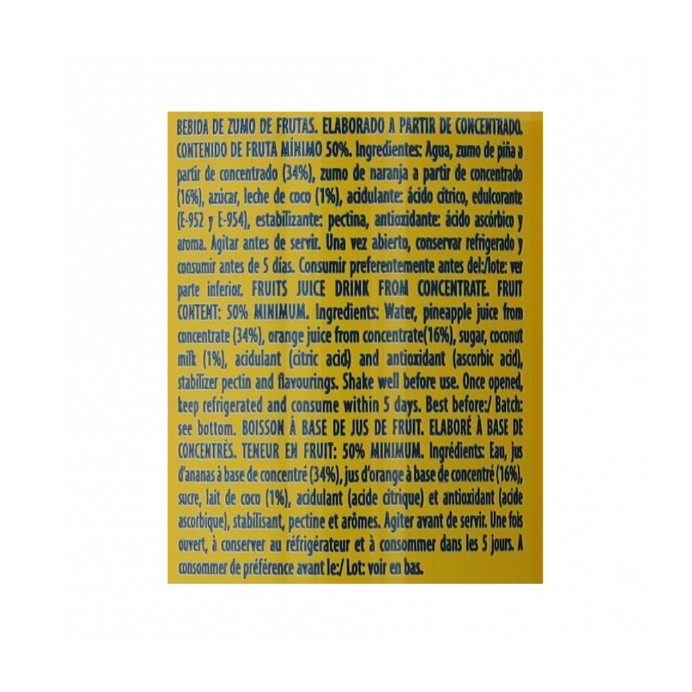 Bebida de zumo de frutas piña y coco con edulcorante Rostoy (3 x 330 ml) - Miniatura 2