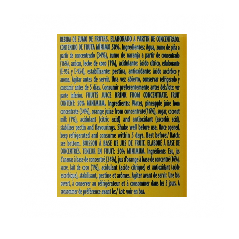 Bebida de zumo de frutas piña y coco con edulcorante Rostoy (9 x 330 ml) - Miniatura 2