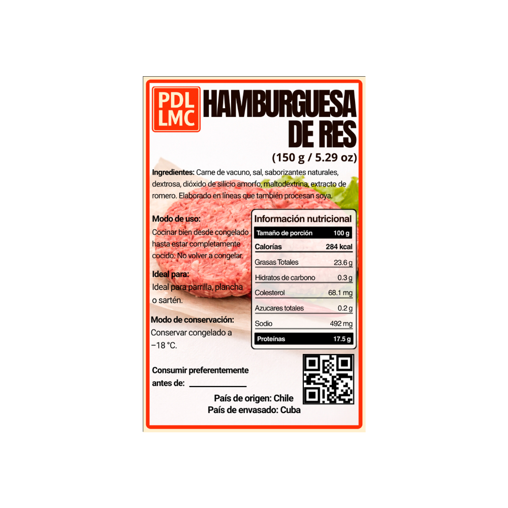 Hamburguesa de res PDL LMC (150 g / 5.29 oz) - Miniatura 3