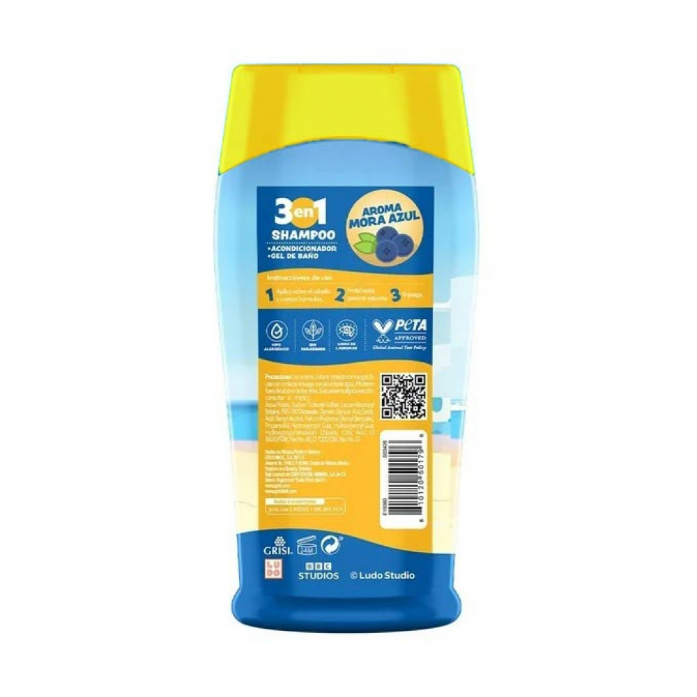 Champú infantil 3 en 1 aroma mora azul Bluey Grisi Kids (300 ml) - Miniatura 3