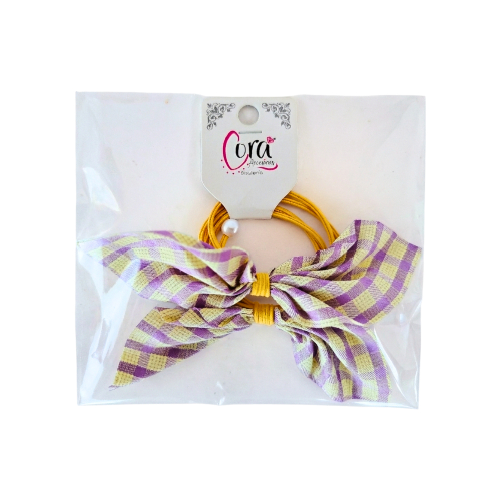 Lazos violetas a cuadros para el cabello Cora (2 U) - Miniatura 4
