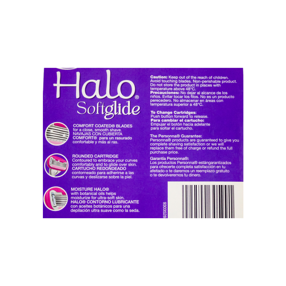 Repuestos para máquina de afeitar para damas Halo Softglide Personna (4 U) - Miniatura 2