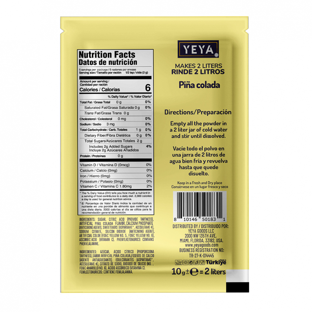 Refresco instantáneo sabor piña colada Yeya (624 x 10 g) - Miniatura 2