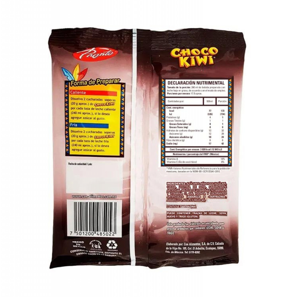 Polvo para preparar bebida sabor chocolate Choco Kiwi Pronto (350 g / 12.35 oz) - Miniatura 3