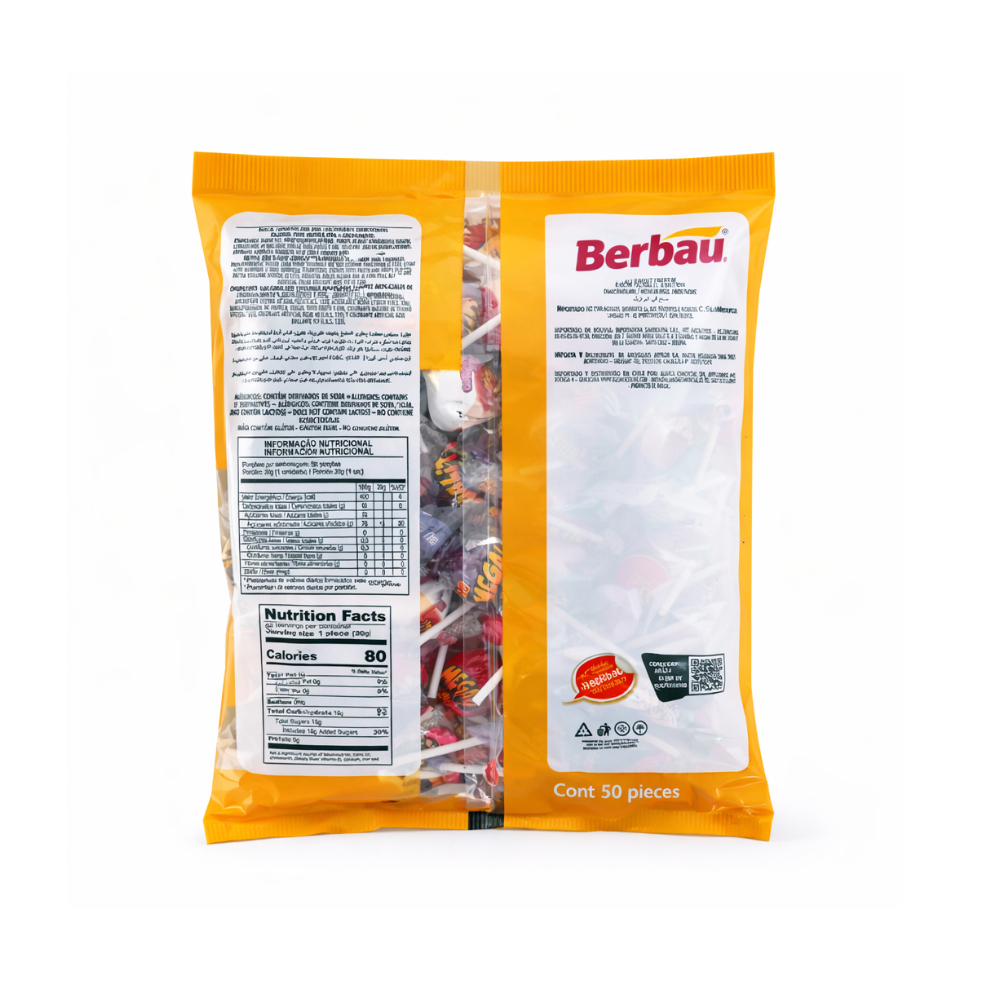 Chupa chupas Megalito surtido de sabores Berbau (900 g / 1.98 lb) - Miniatura 2