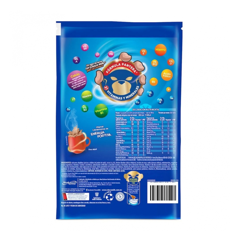 Alimento en polvo fortificado para preparar una bebida sabor a chocolate y canela Choco Milk (350 g / 12.35 oz) - Miniatura 3