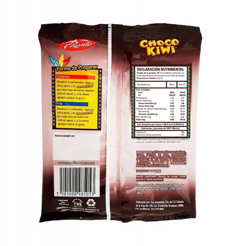 Polvo para preparar bebida sabor chocolate Choco Kiwi Pronto (180 g / 6.35 oz) - Miniatura 2
