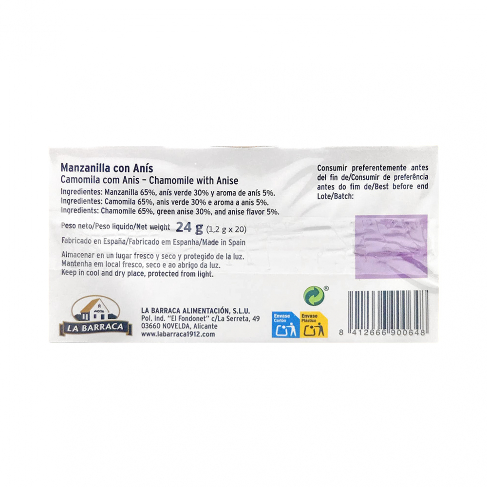 Té - infusión - manzanilla con anís La Barraca (24 g) - Miniatura 3